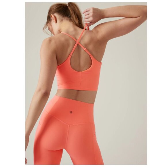 Athleta | Elation V-Neck Longline Sports Bra D-DD In Coral Orange - Picture 14 of 16